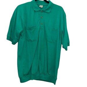 Haband Teal Short Sleeve Polo Shirt L Cotton/Polyester Blend